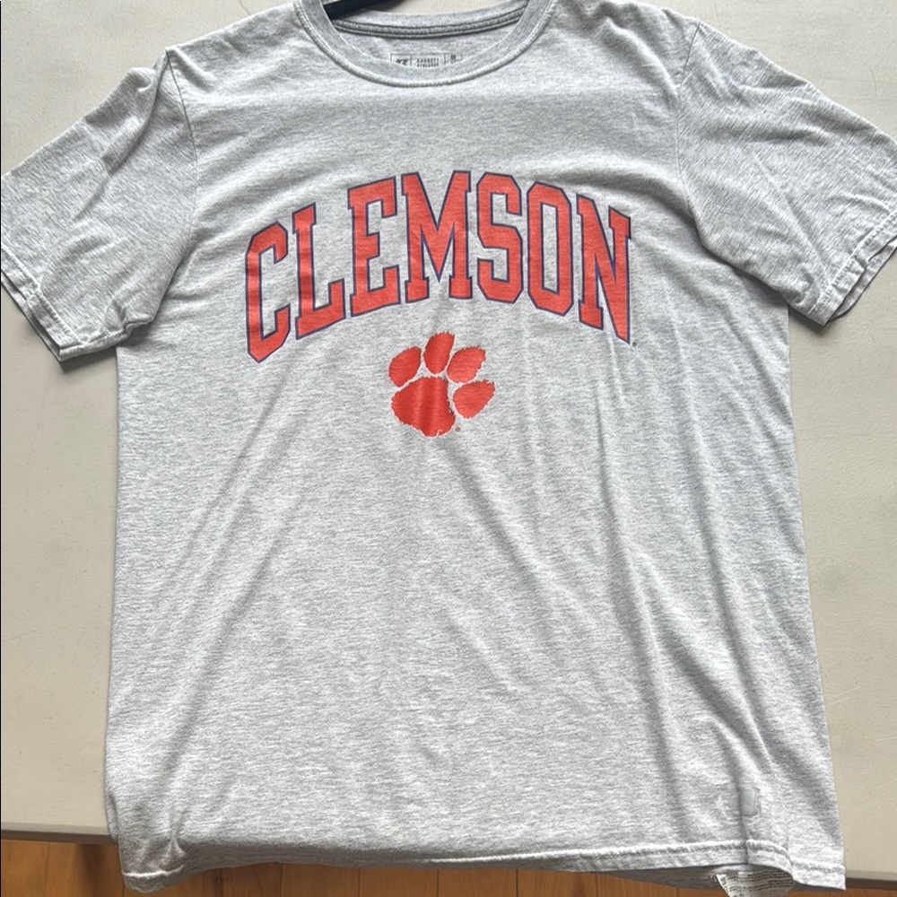 Gray Clemson T-Shirt with Red Logo